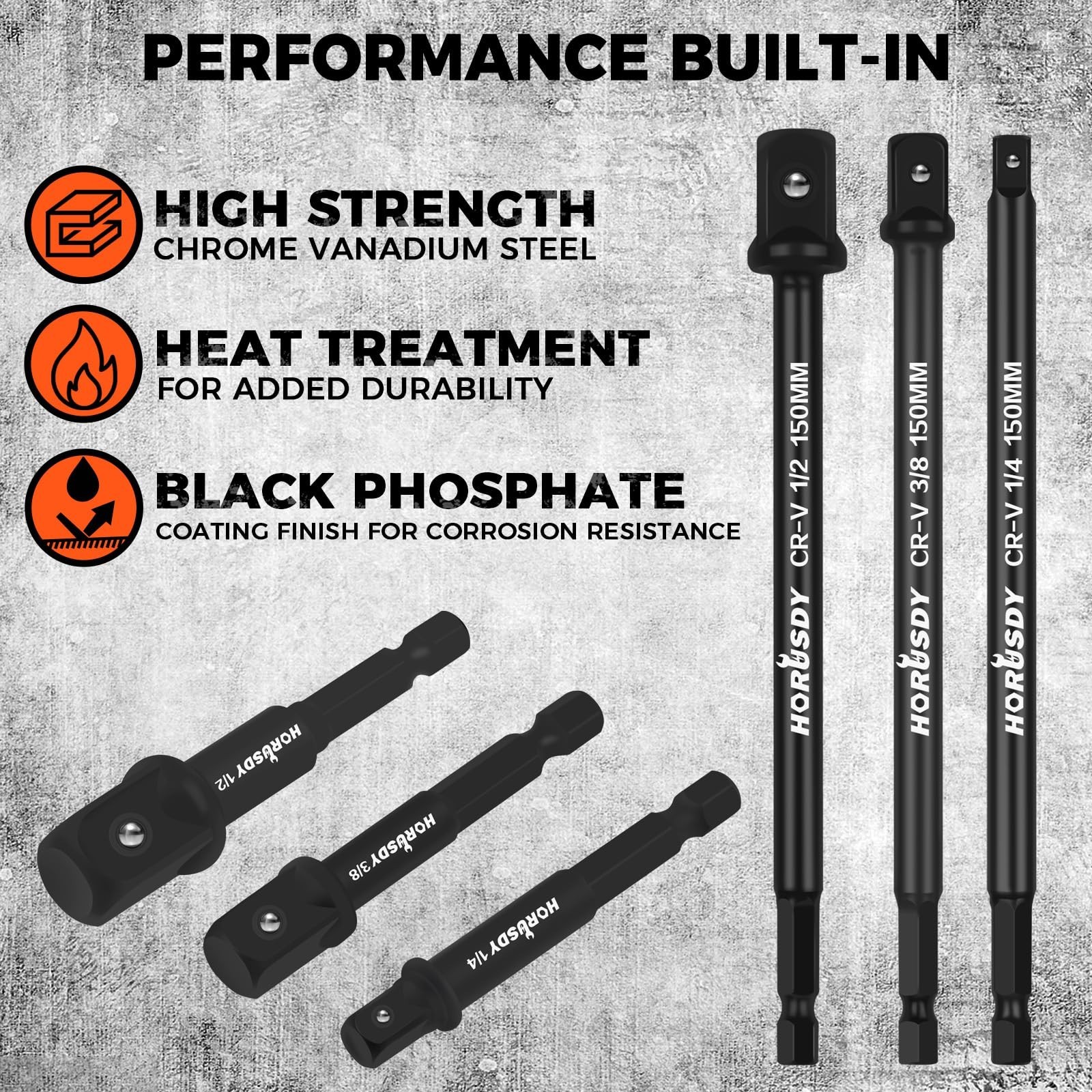 11-Piece Impact Socket Adapter Set – 1/4″ Hex Shank, Cr-V Steel Drill Extensions