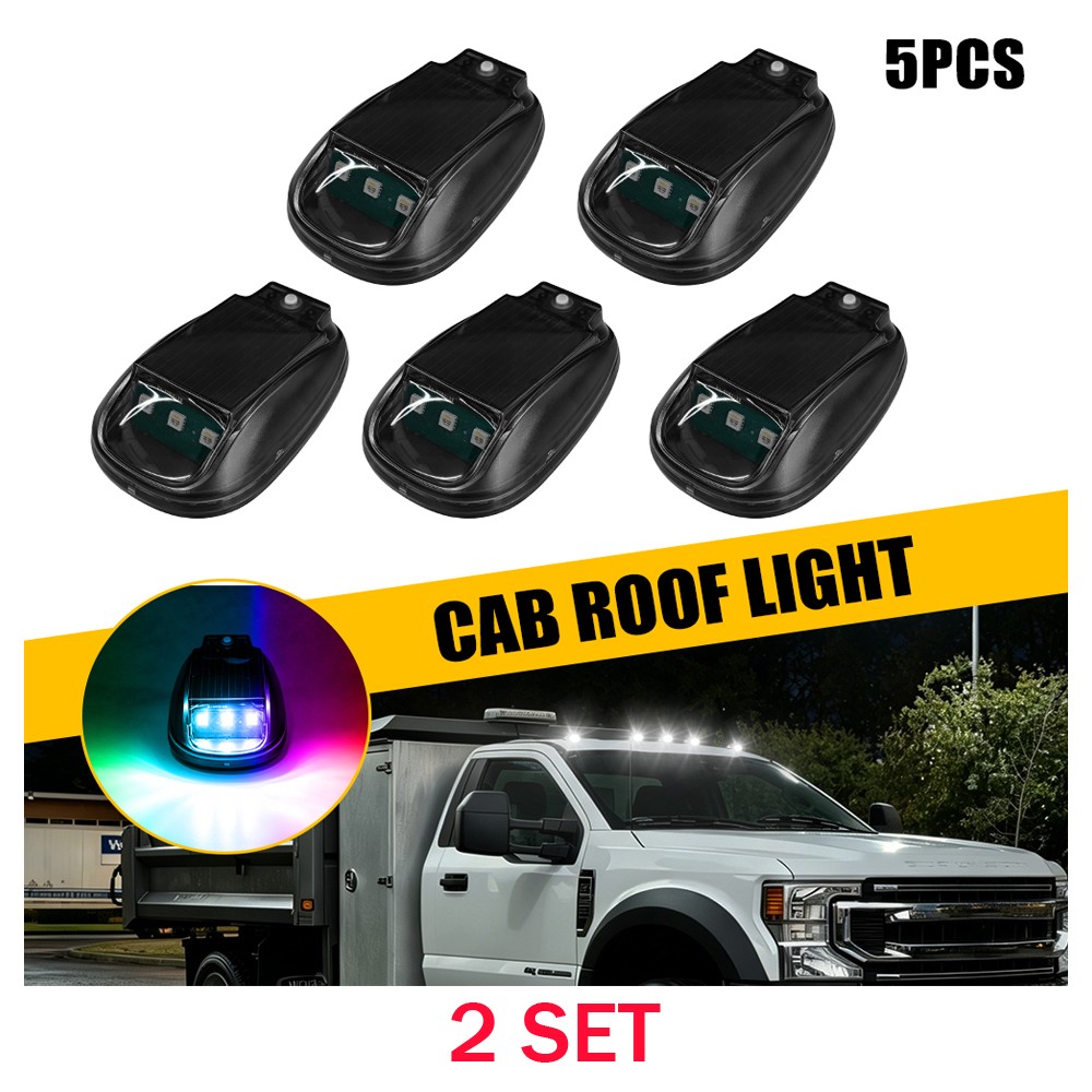 10X Wireless Remote Controlled Solar RGB LED Roof Marker Light For Trailer Truck
