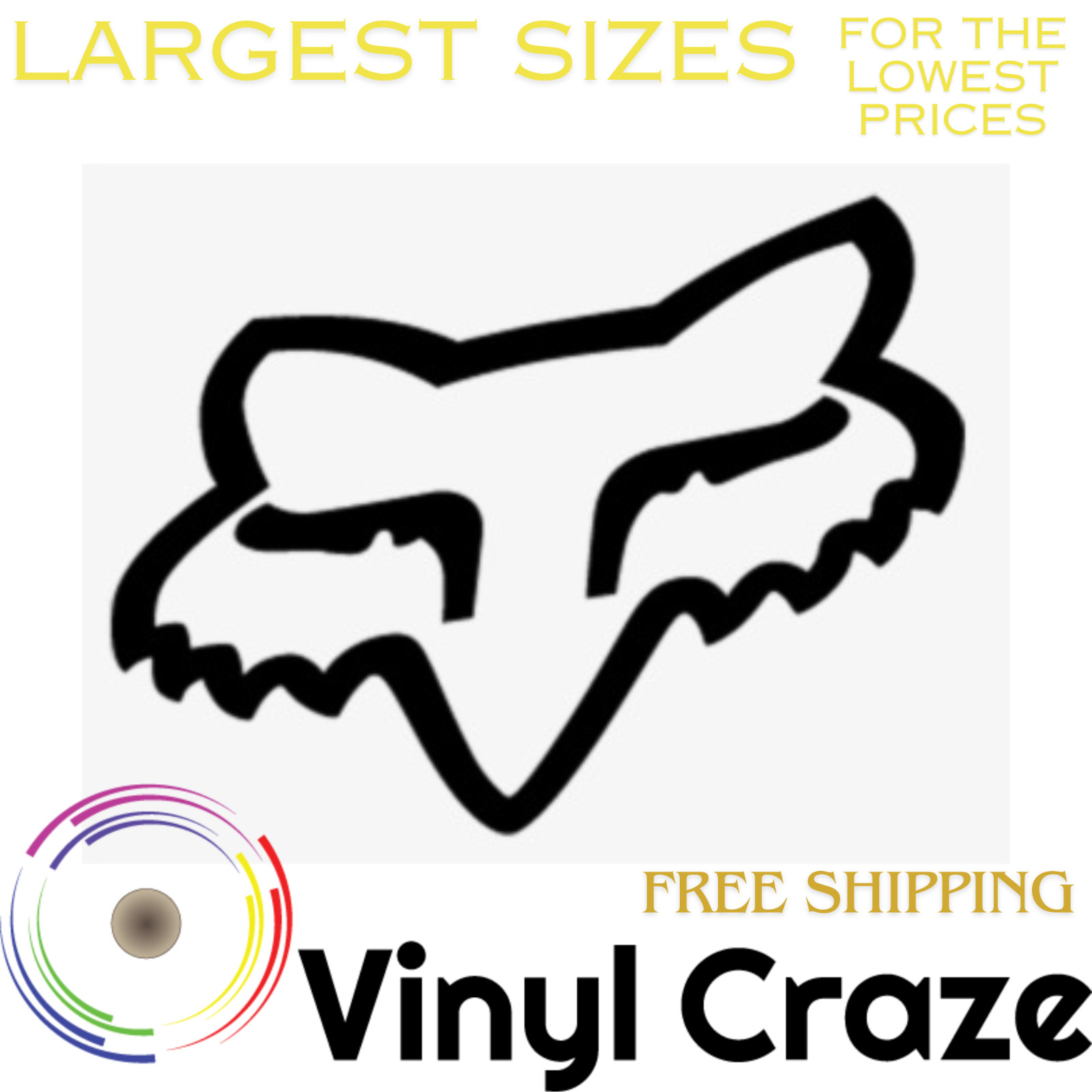 Fits 6″ – 30″ Fox Head Vinyl Decal Pick Color FREE Shipping!