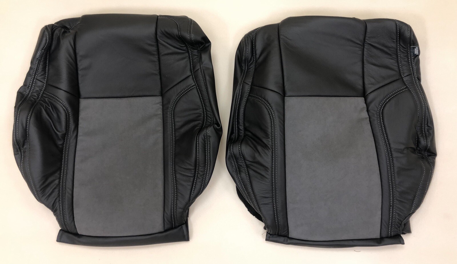 Katzkin Black Leather Dark Slate Suede Seat Covers for 2015-23 Dodge Challenger