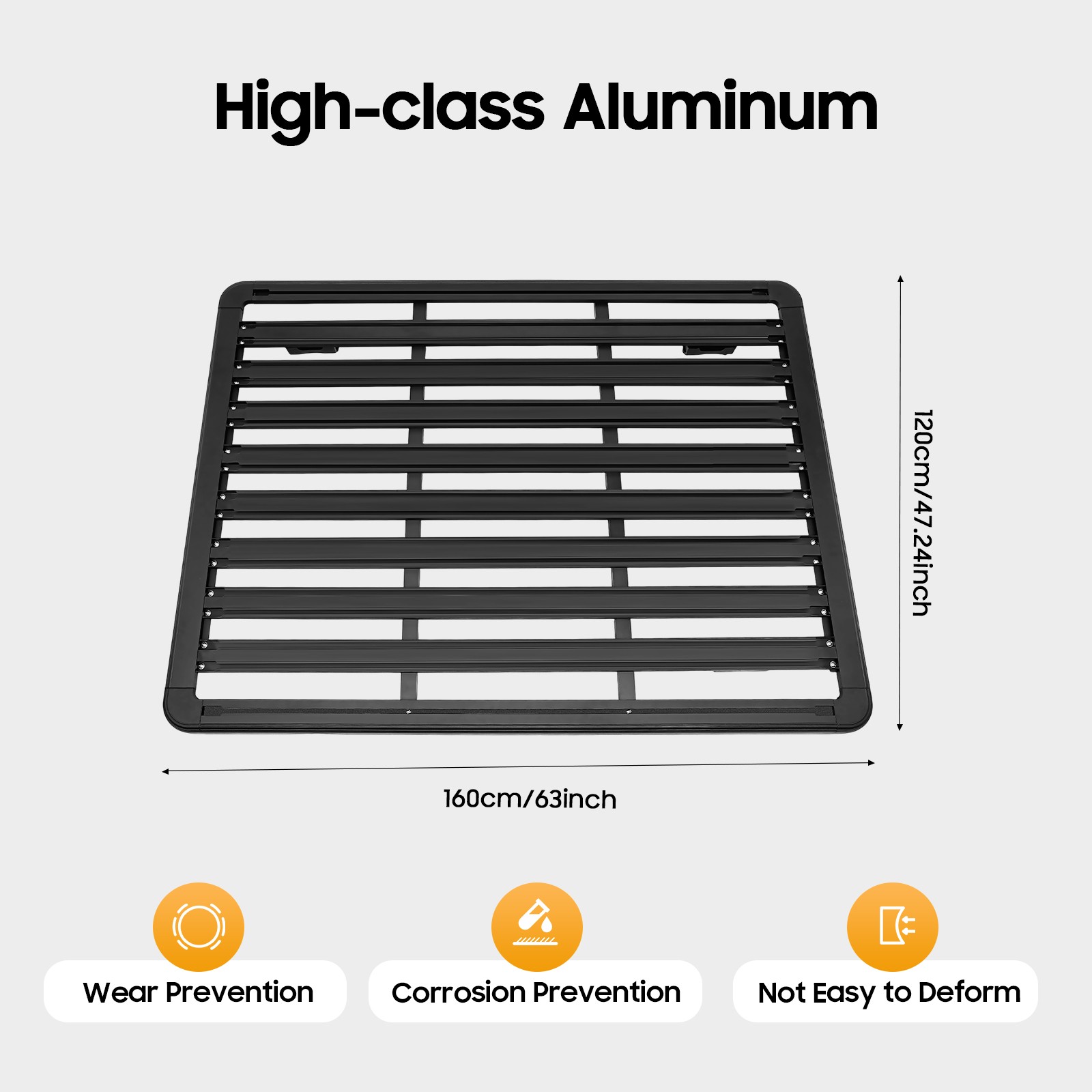 63″ x 47.2″ Aluminum Platform Flat Roof Rack Universal Cargo Carrier 440lbs Load