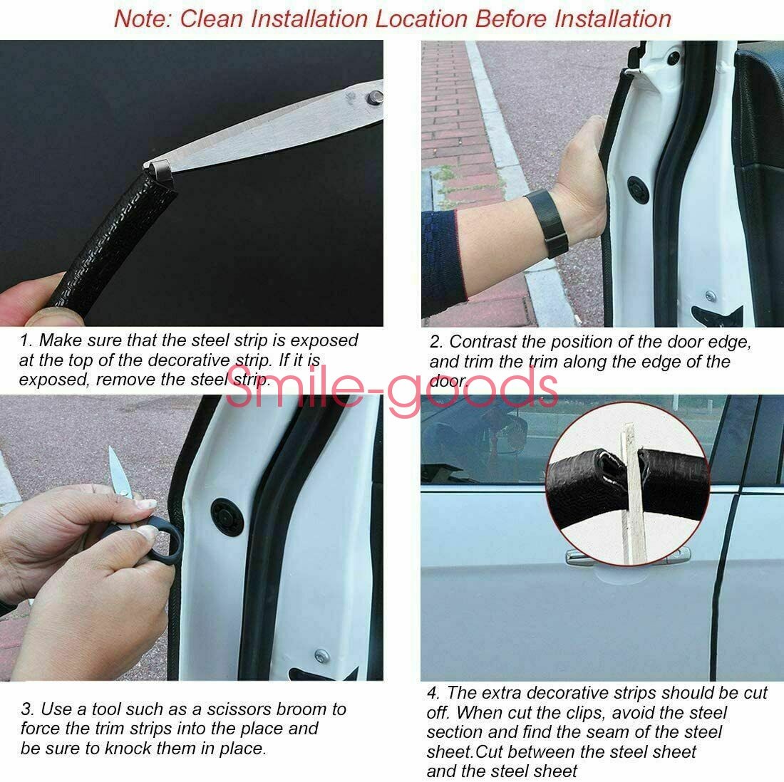10Ft Car Door Edge Guard Moulding Trim Black Protector Strip Rubber Metal Seal