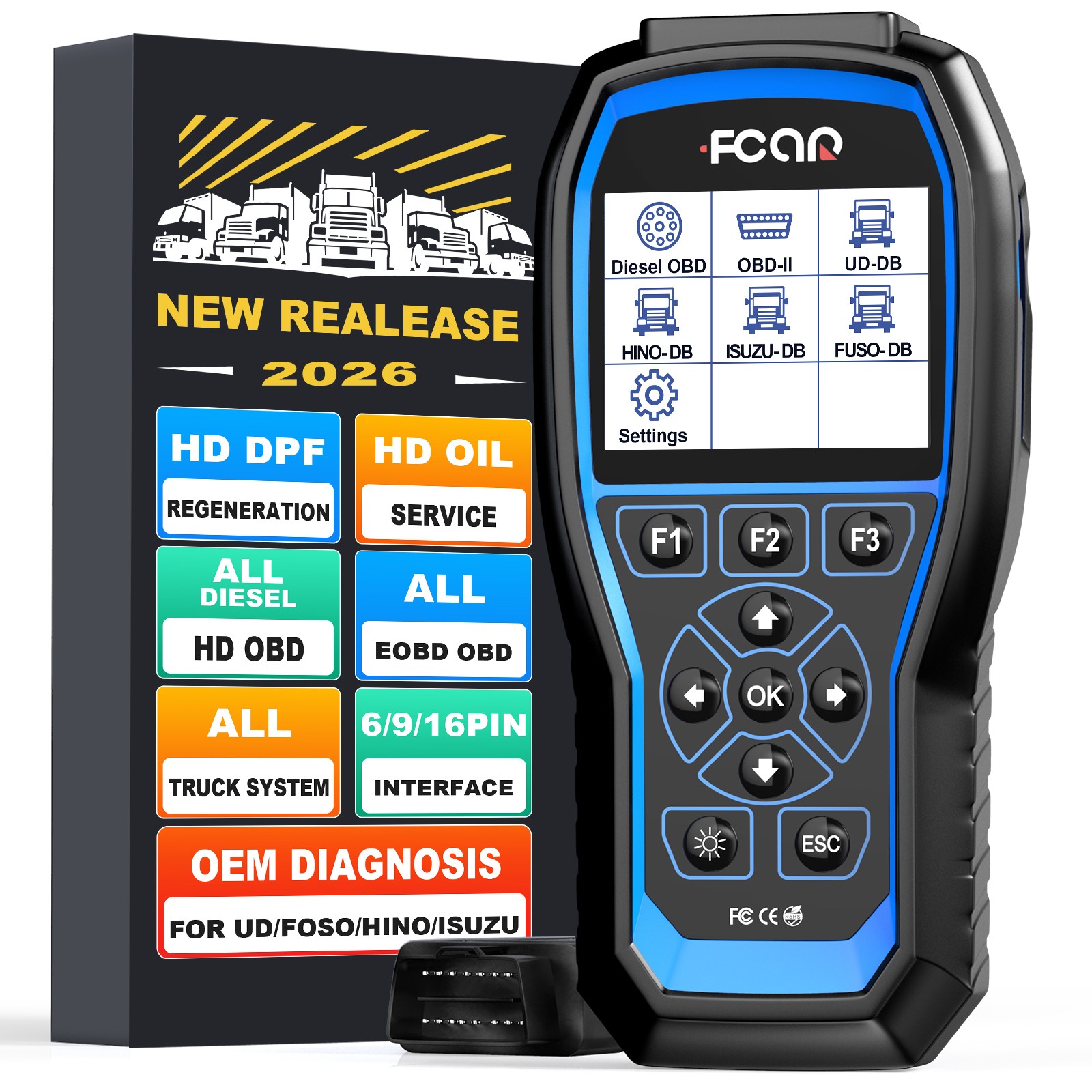 F506 PRO DPF Regen Oil Reset Diesel Heavy Duty Truck System Diagnostic Scanner