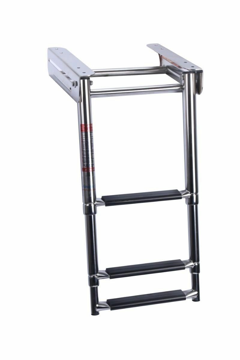 Stainless Steel 3 Steps Boat Ladder Under Platform Slide Mount Telescoping