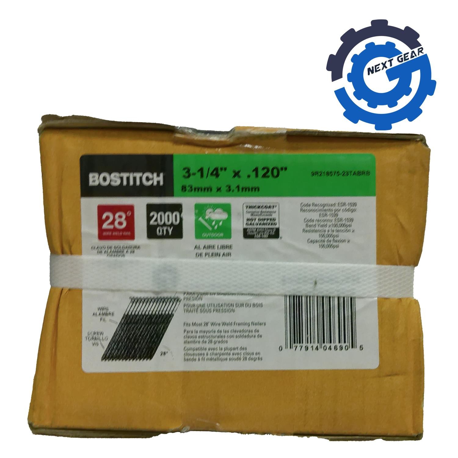 Bostitch 3-1/4 in. X 10 Ga. Angled Strip Galvanized Framing Nails 28 deg 2000pk