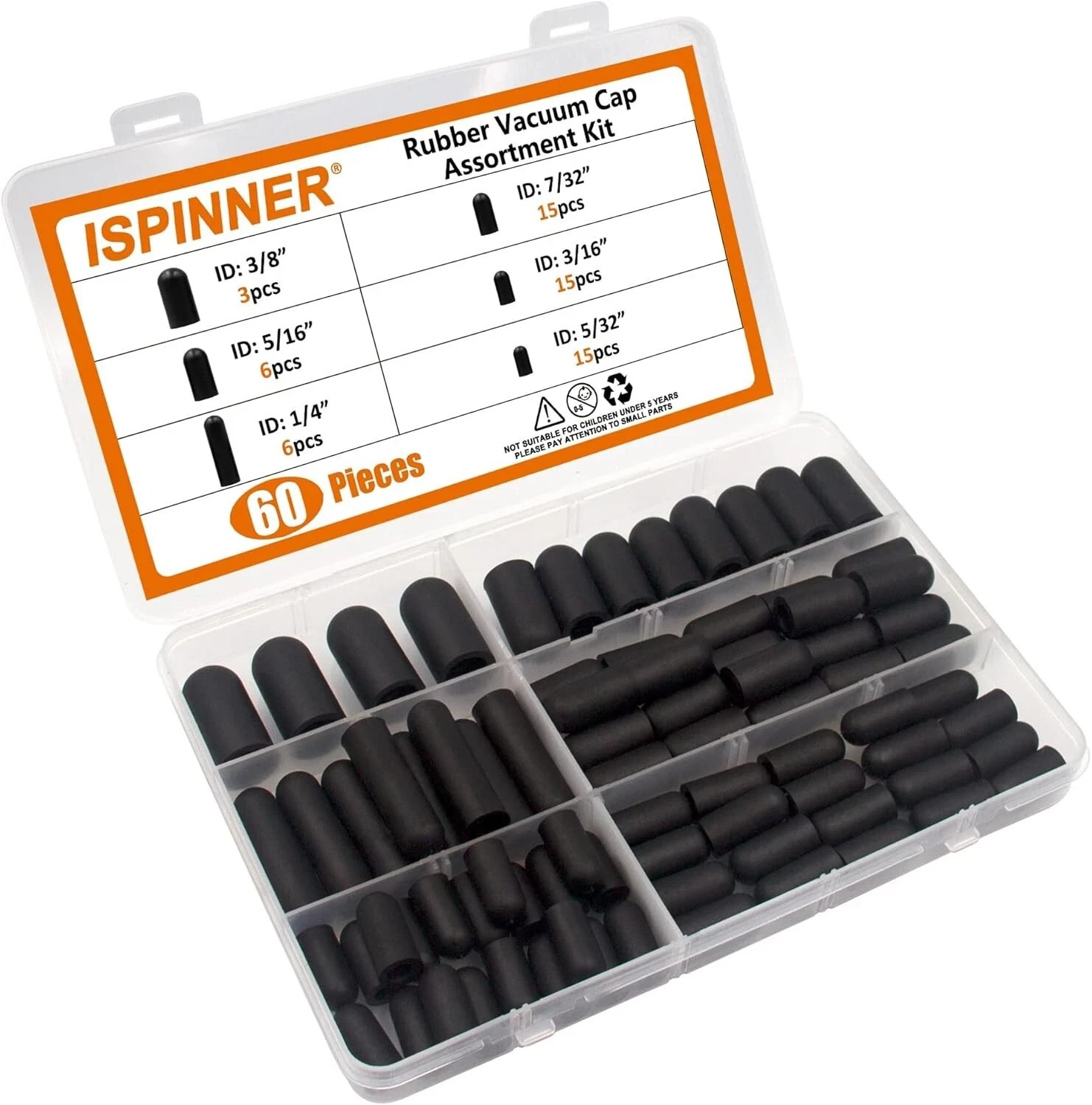 60PCS VACUUM CAP ASSORTMENT KIT RUBBER HOSE END CAPS CARBURETOR INTAKE
