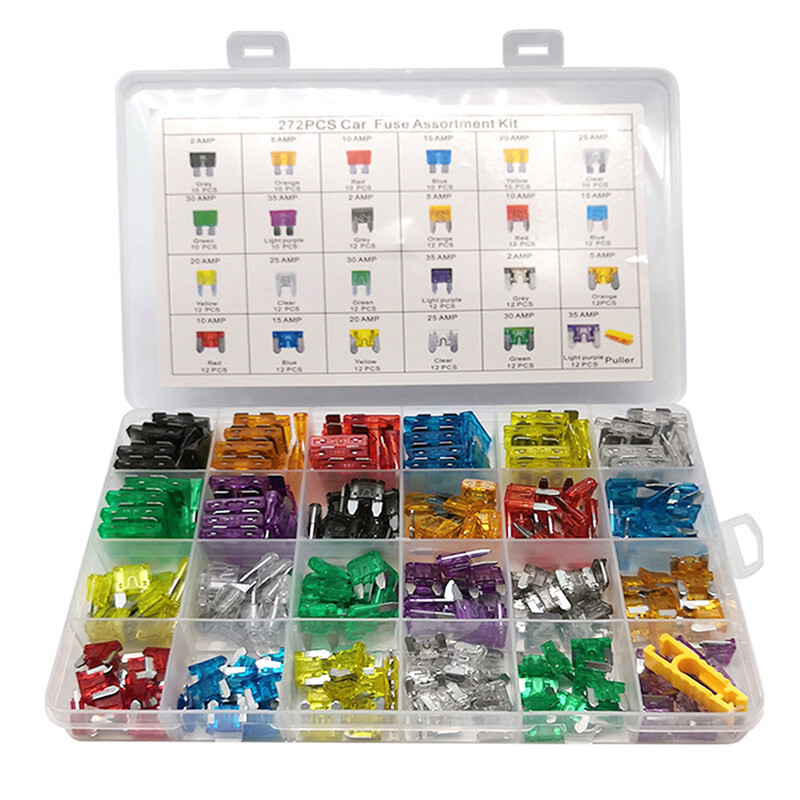 272Pcs Profile Medium Blade Mini Type Fuse 2A 3A 5A 7.5A 10A 15A 20A 25A 30A 35A