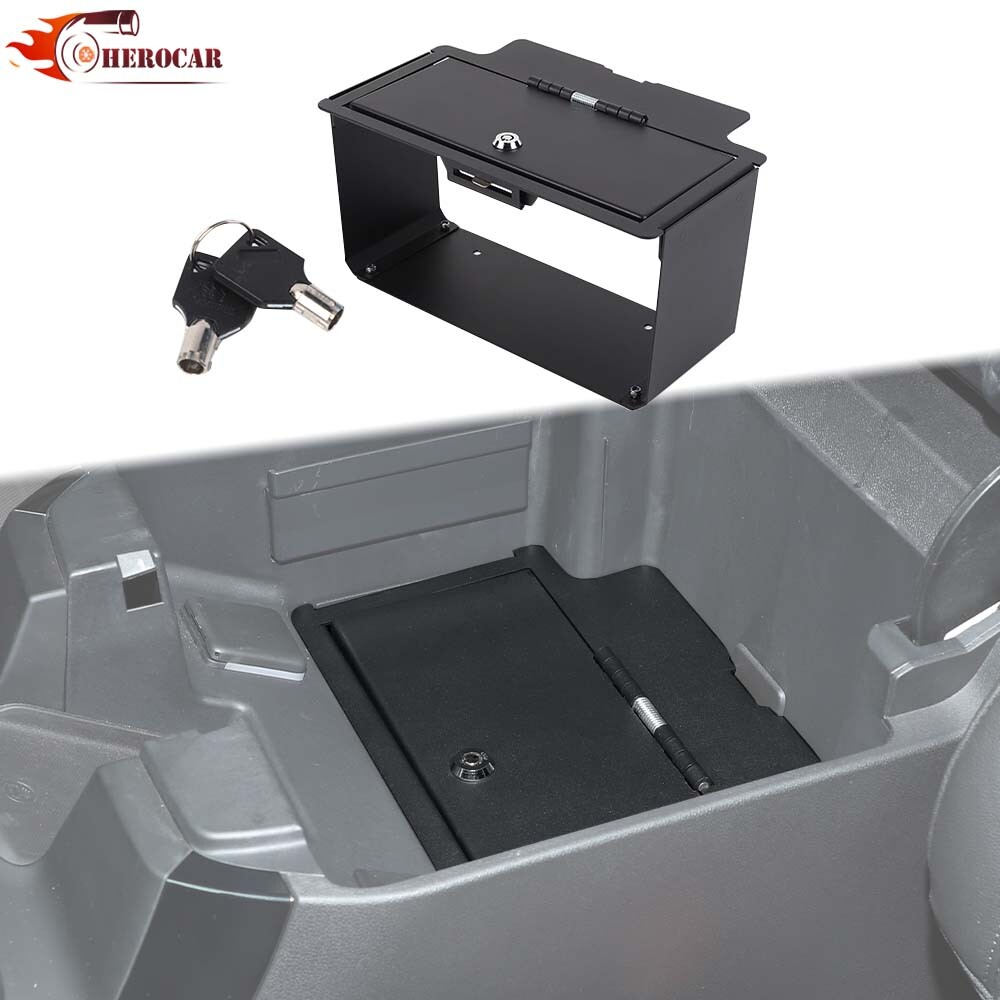 ?Center Console Organizer Gun Safe Box with Key Lock For Silverado SIERR 2022+