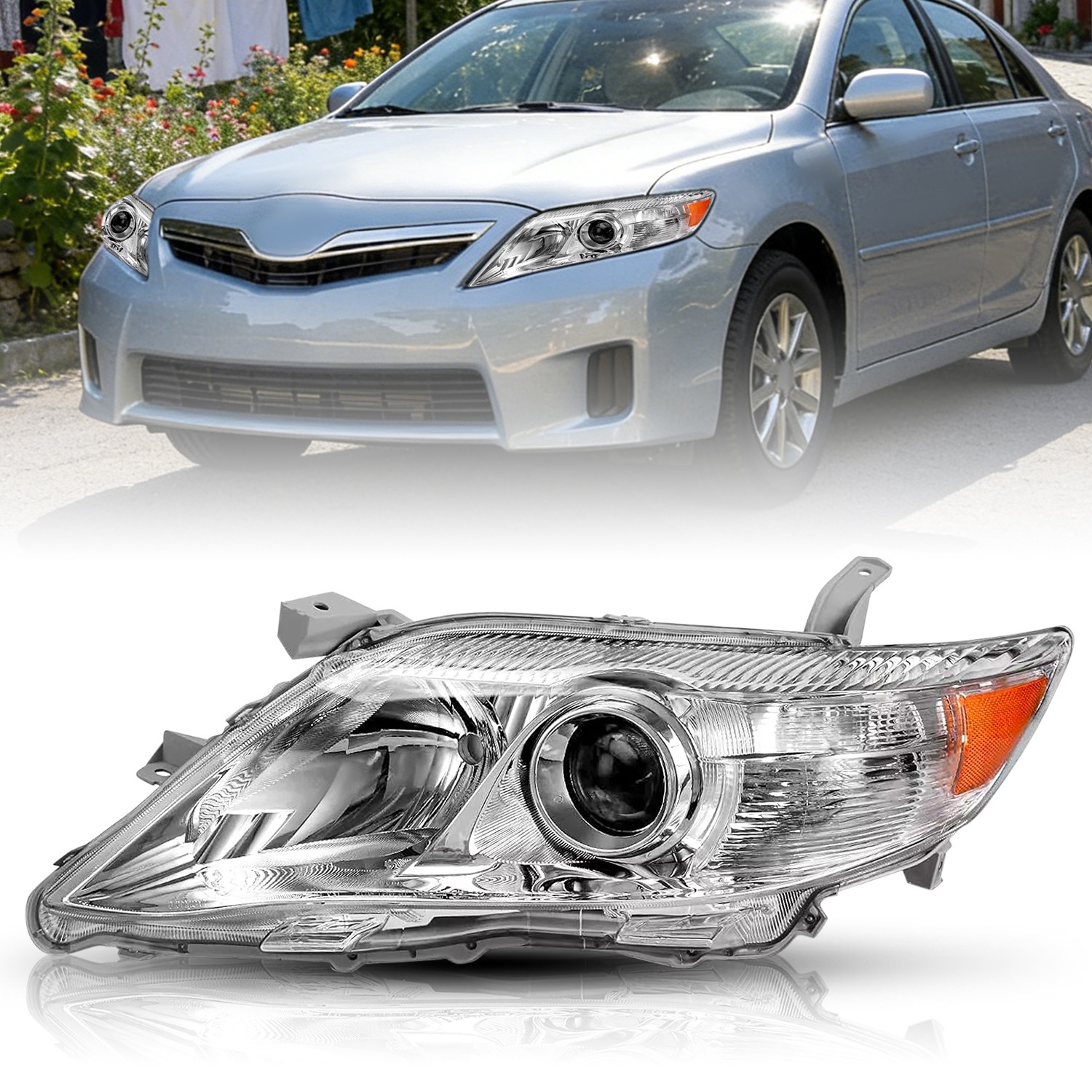 For 2010 2011 Toyota Camry Sedan Chrome Headlight Left Driver Side Headlamp