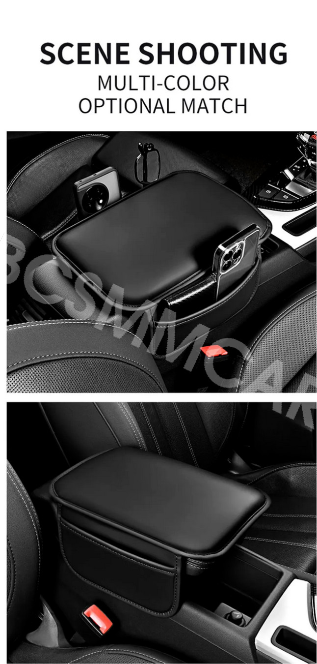 Seat Armrest Cushion Protector Storage Pad Leather For Car Interior Accessories