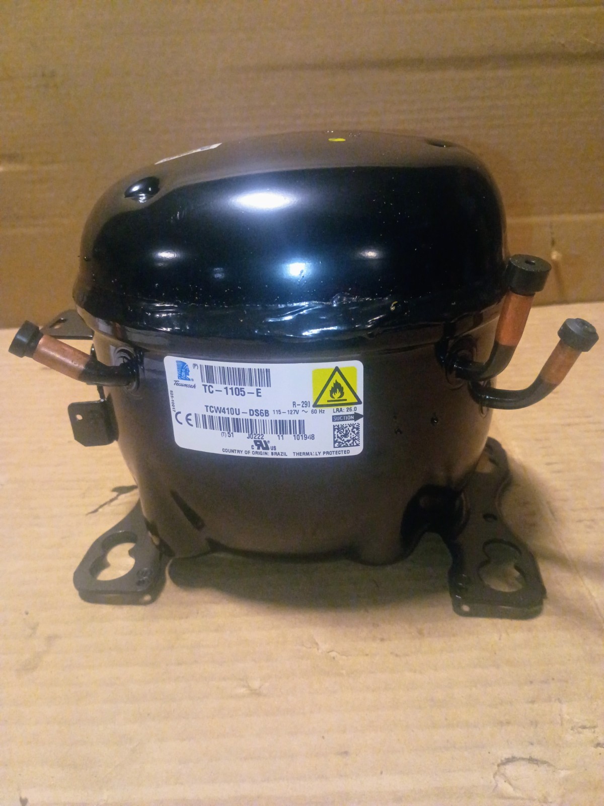 Tecumseh Commercial Compressor TCW410U-DS6B 1/4 HP R-290 LBP/MBP TC-1105-E