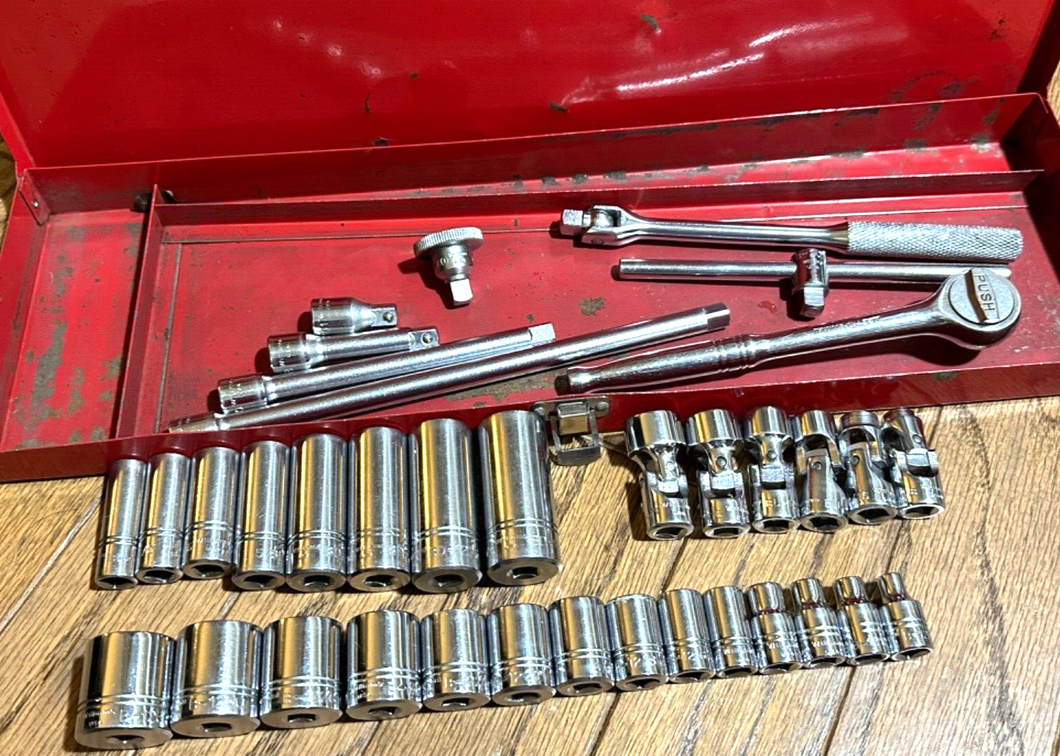 ?? Williams Tools 3/8 Socket Set General Service Extension Breaker Bar Lot Box