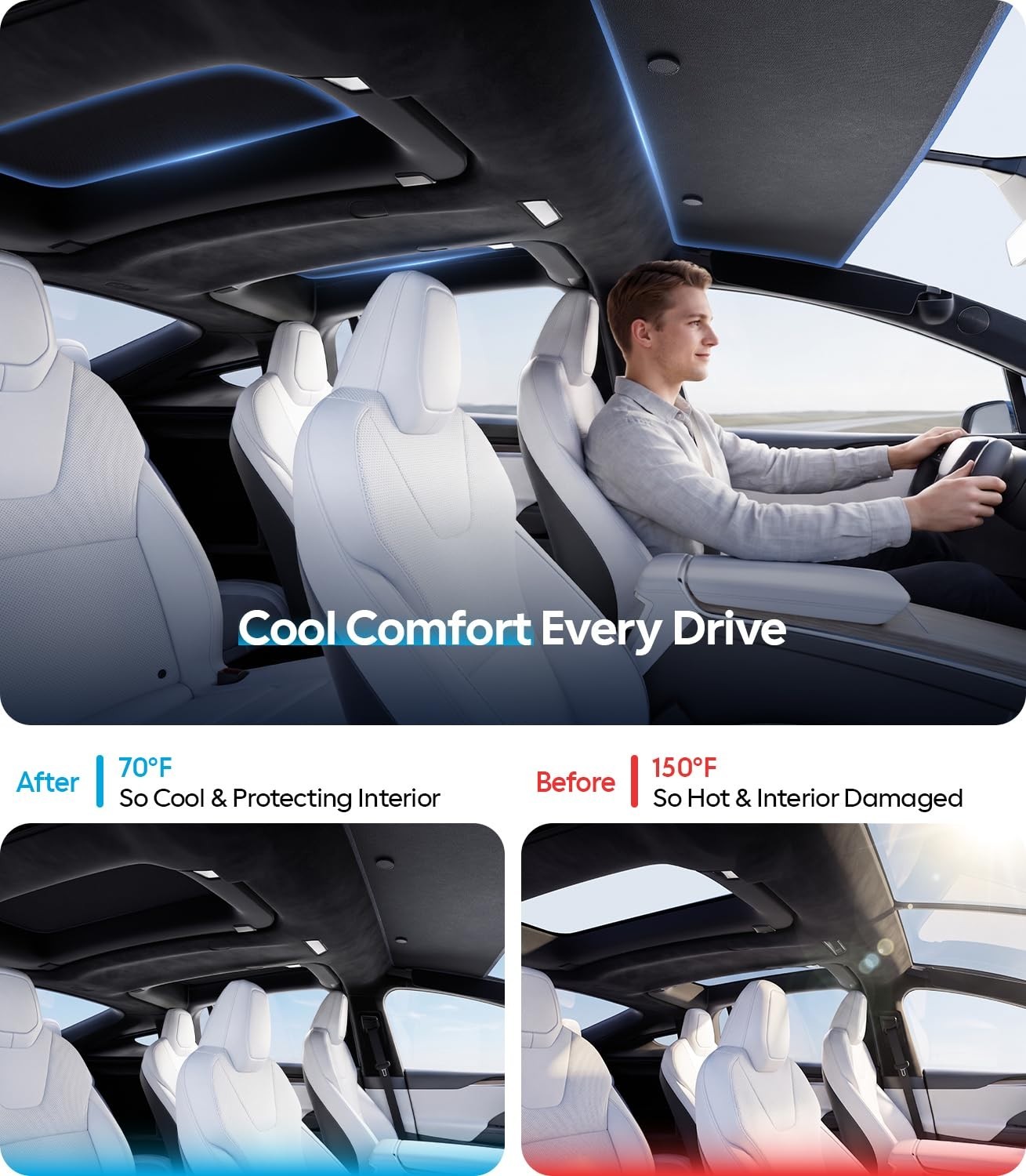 Tesla Model X Sunshade Roof Accessory | 2020-2025, Heat Insulation, Nano Coating