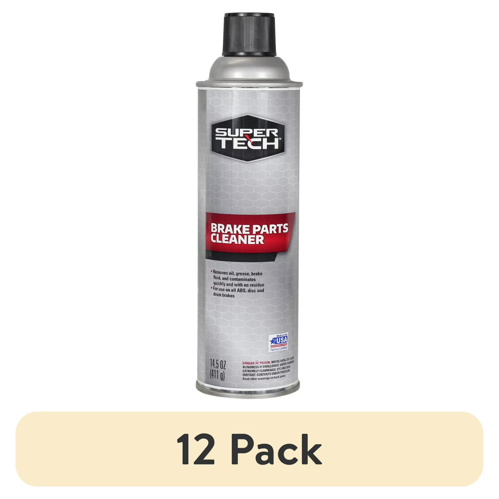 (12 Pack) Super Tech Brake Parts Cleaner, Fast-Drying Spray, 14.5 oz – 12 Cans