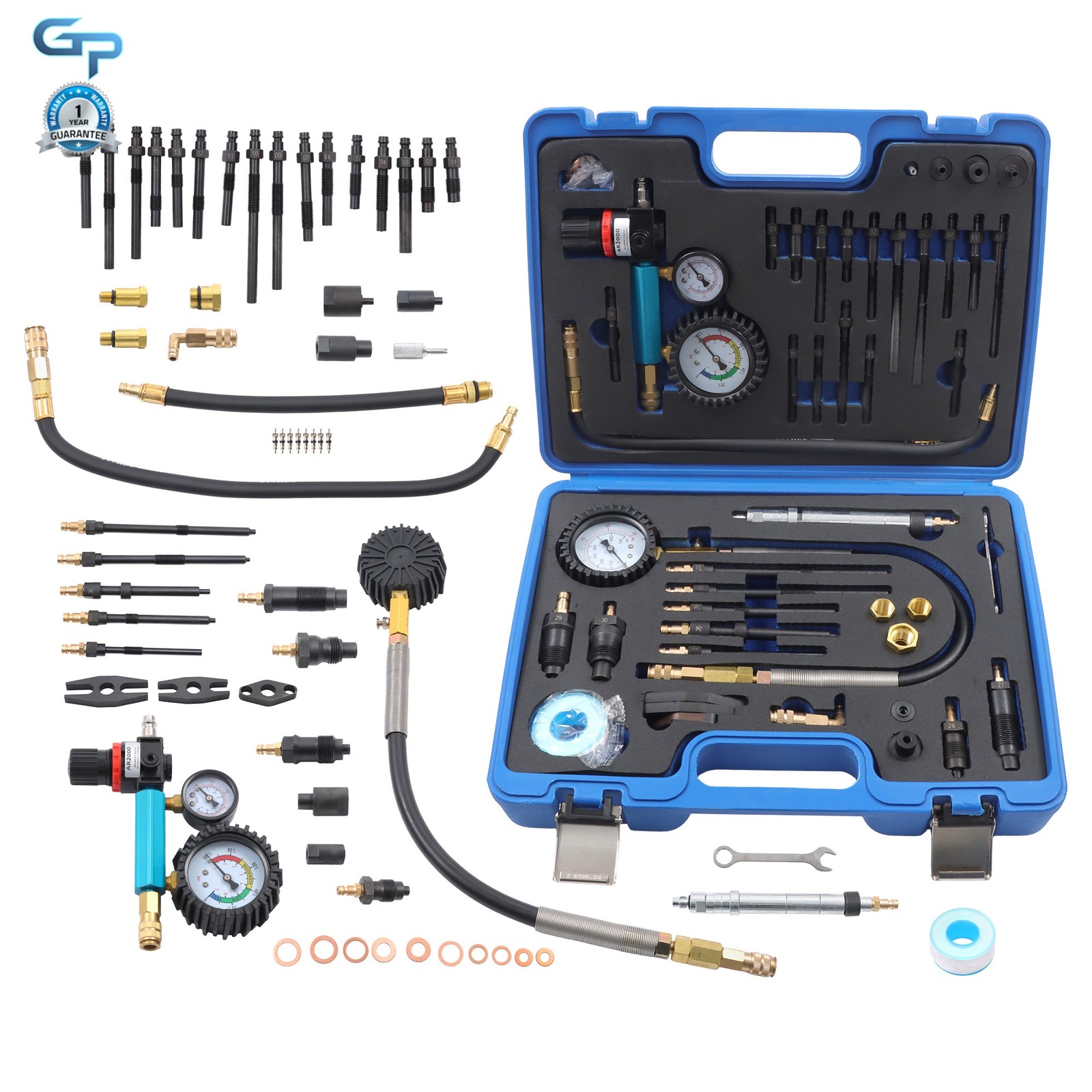 46PCS Compression and Leakage Test Kit Petrol & Diesel Engine Compression Tester