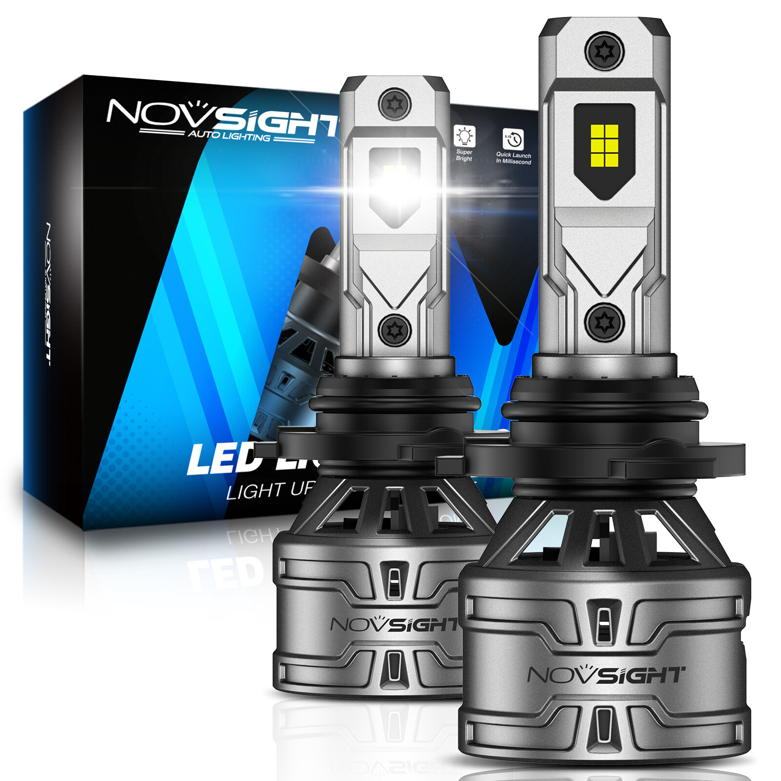 NOVSIGHT 9006 HB4 LED Headlight Bulbs Kit Auto High Low Beam 6500K 60W 13000LM