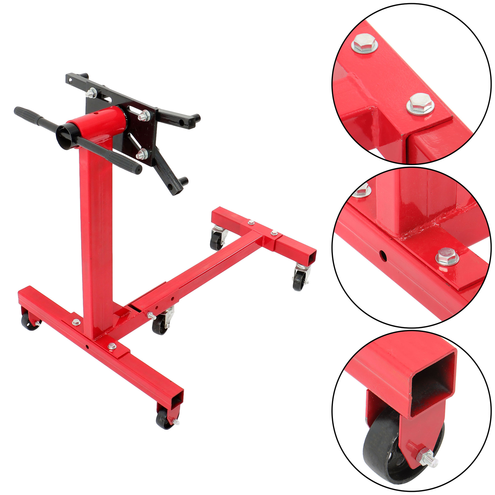 Rotating Engine Stand 1500lbs Folding Motor Hoist Dolly w/ 360° Adjustable Head