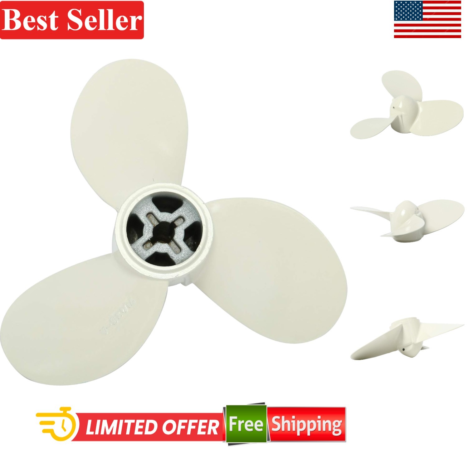 Boat Propeller 7 1/4X5-A Compatible With Yamaha 2HP Outboard Aluminum Alloy
