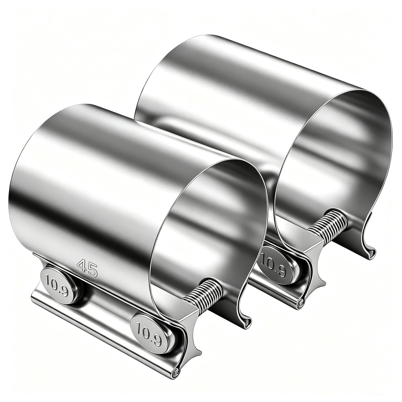 Dianrui 2PCS 1.75″ Butt Joint Stainless Steel Clamp Band; 1.75 1.75″, Silver