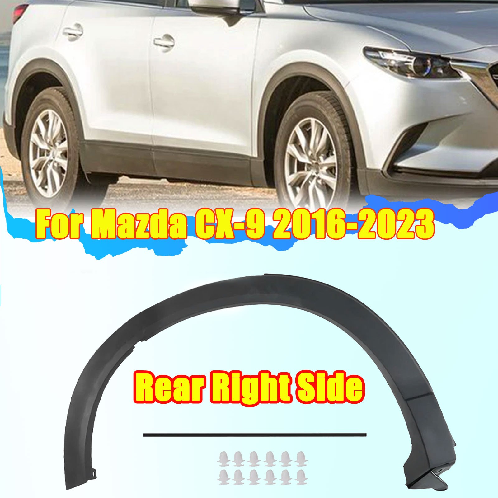 For Mazda CX-9 2016-2023 Rear Fender Flare Wheel Arch Trim Right Passenger Side