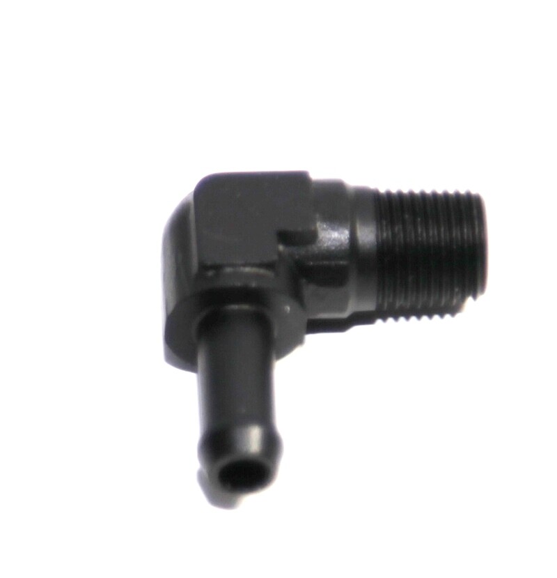 BLACK 1/8″ NPT Male to 1/4″ Hose Barb 90 Degree Aluminum Fitting Adapter