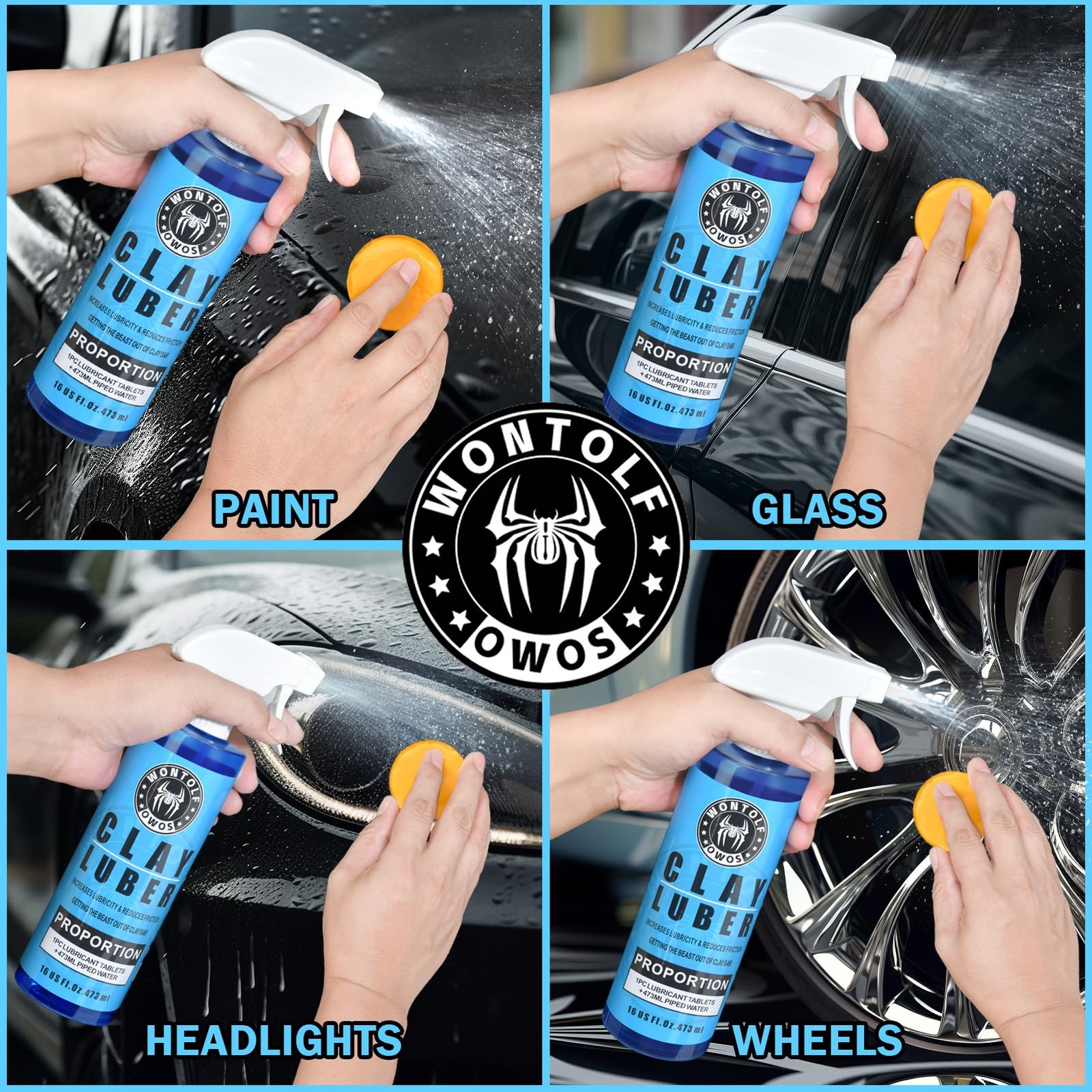 Car Clay Bars Auto Detailing Kit Lubricant Spray Bottle Microfiber Towel…