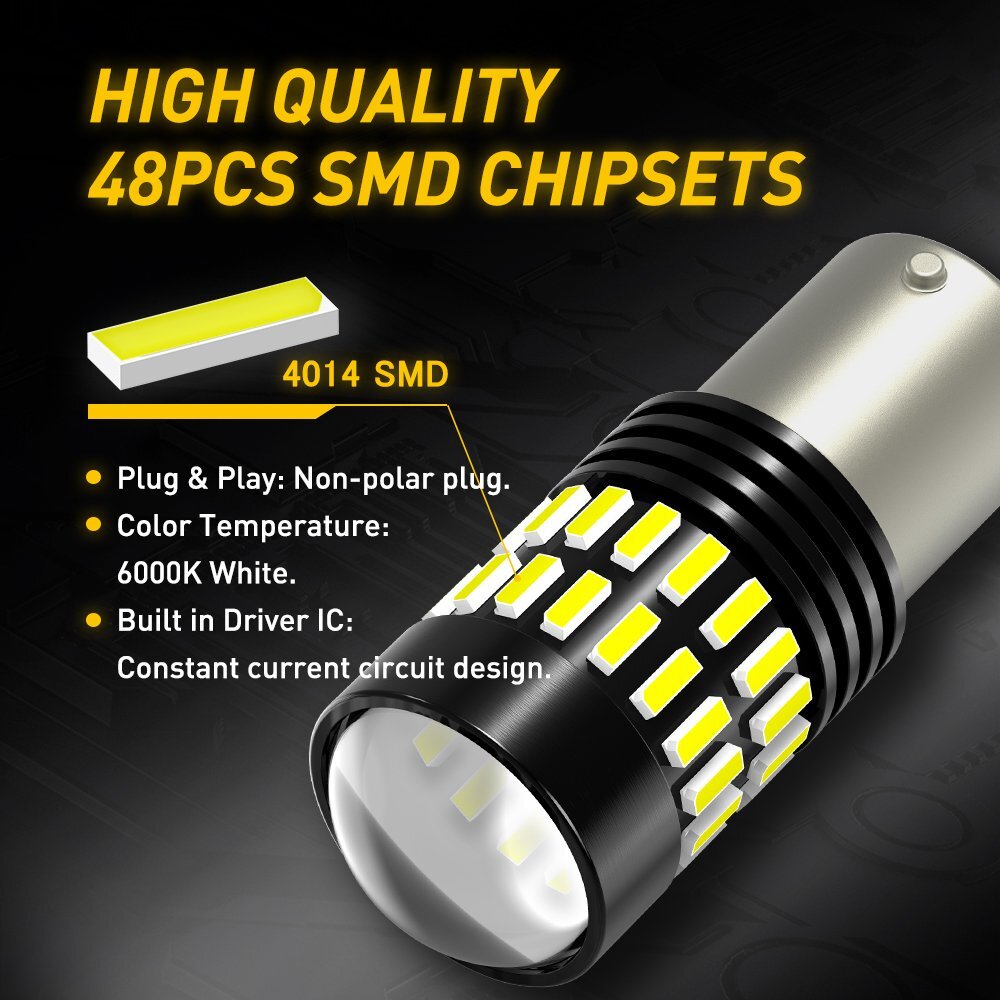 AUXITO Super Bright LED 1156 Bulb 2PC 6000K 7506 Reverse Backup Light White D