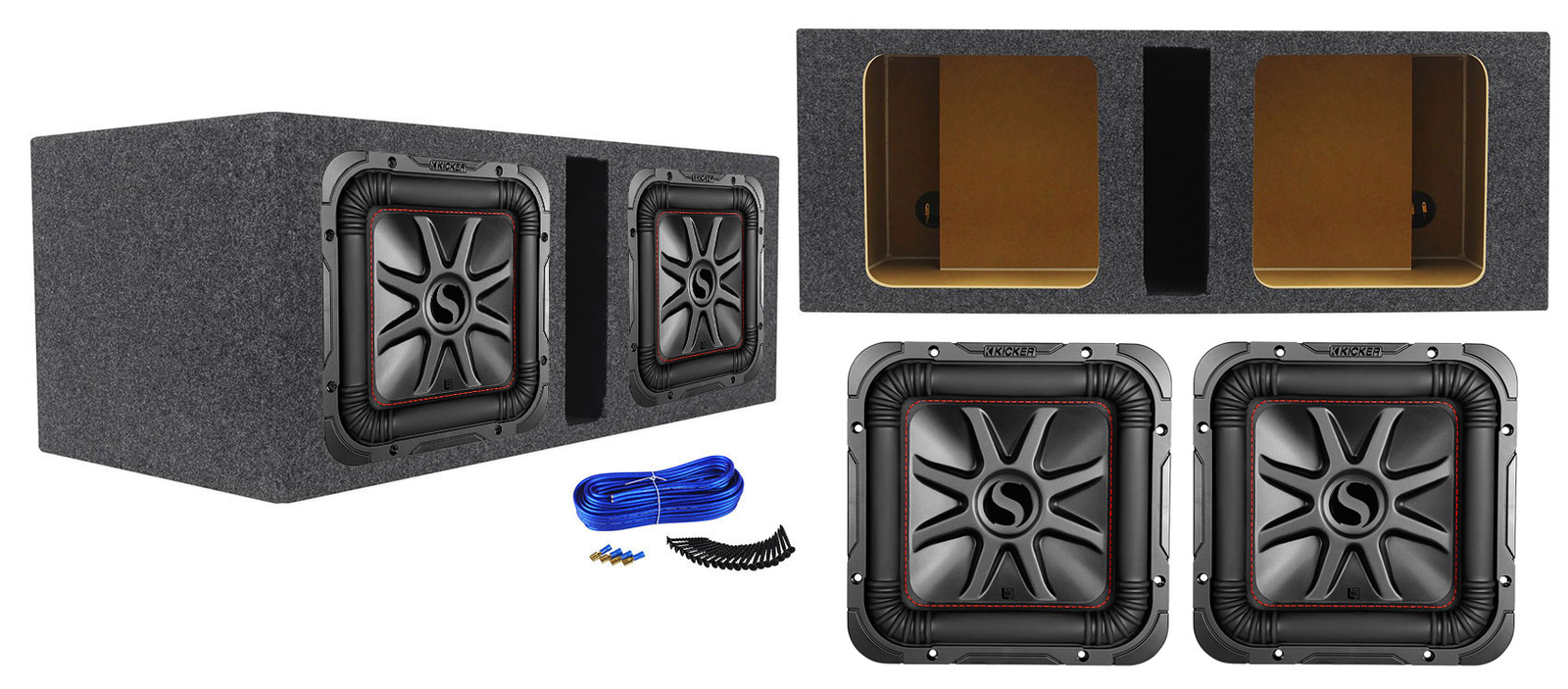 (2) KICKER 45L7R102 10″ 2000w L7R Car Subwoofers Solo-Baric Subs+Enclosure Box