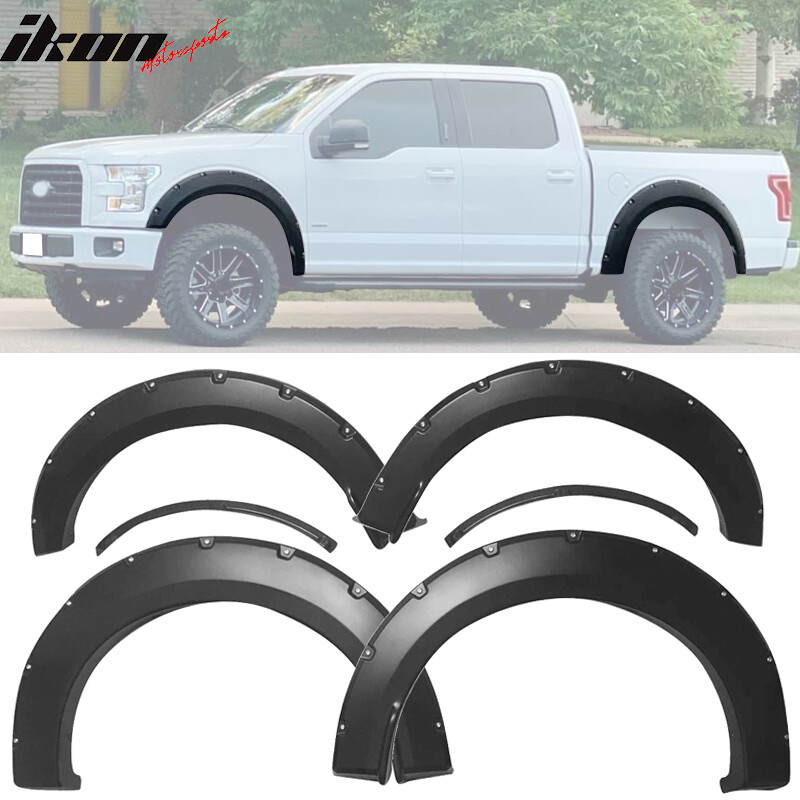 Fits 15-17 Ford F150 Pocket Rivet Style Matte Black Wheel Fender Flares 4PC – PP