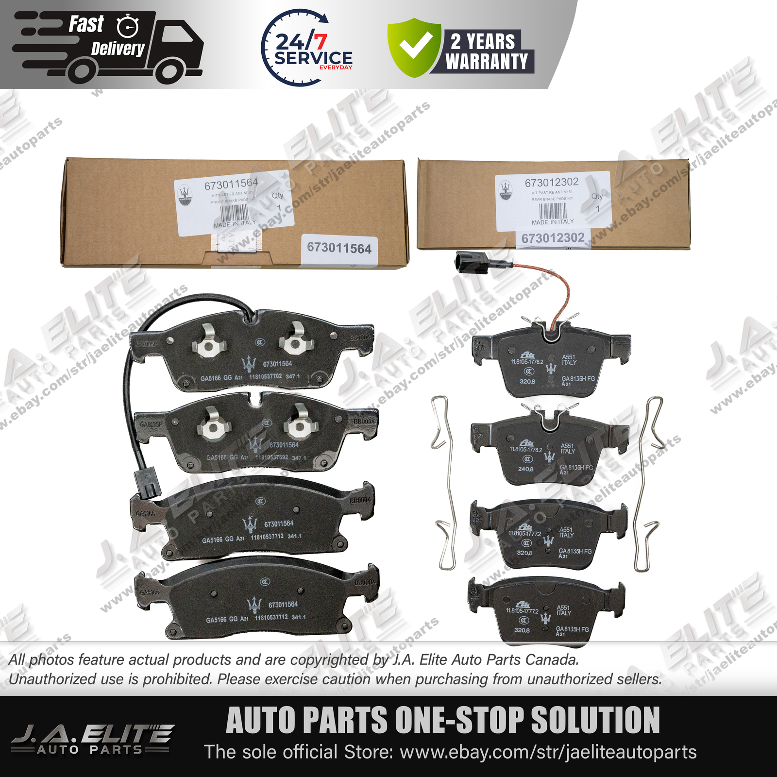 2pcs Genuine Front & Rear Brake Pads Set for Maserati Levante (2017+)
