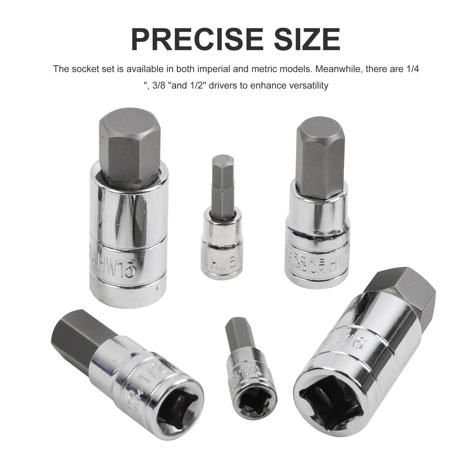 SAE & Metric Socket Set Standard Allen 1/4″ 3/8″ 1/2″ | Master Hex Bit Set 34pc