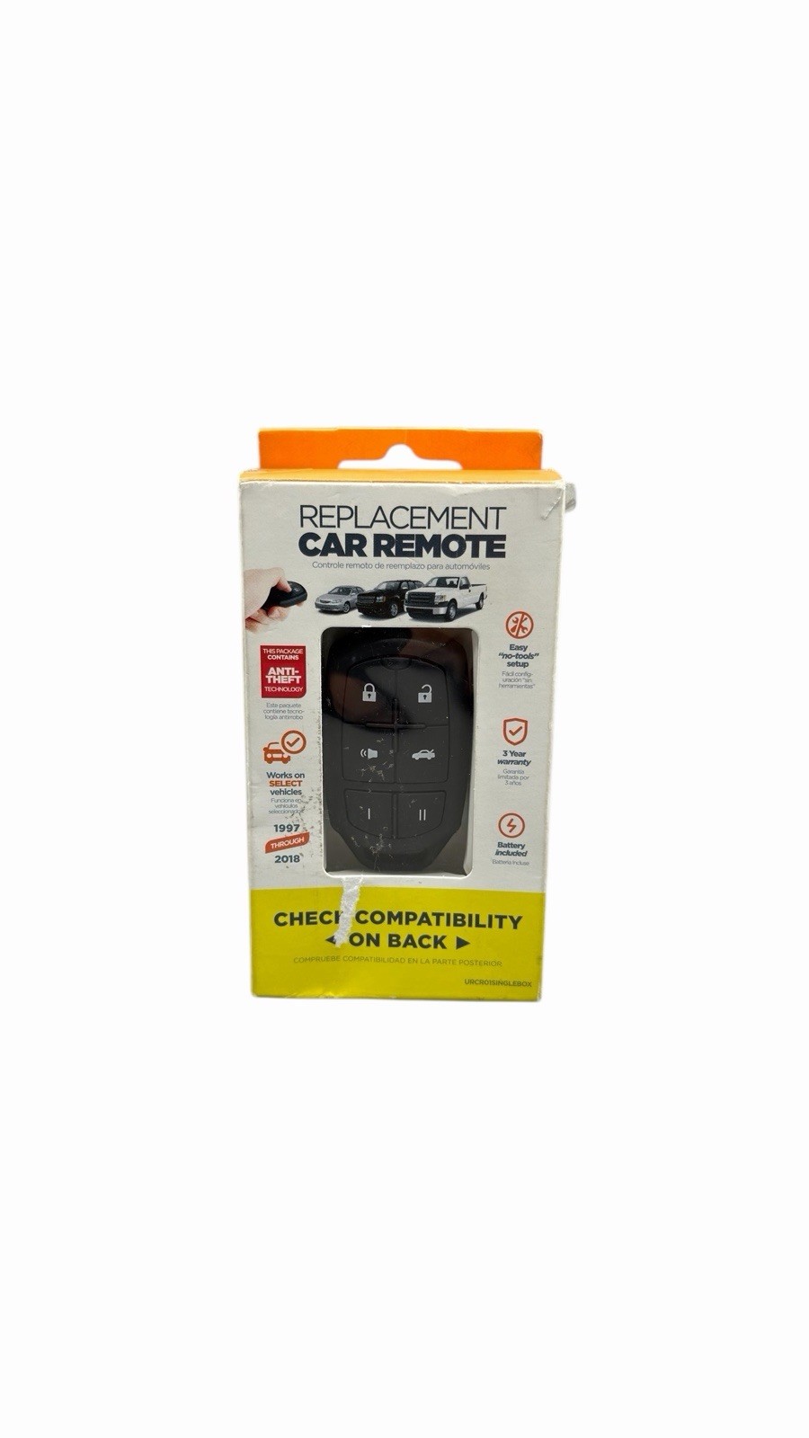 Car Keys Express URCR01SINGLE Remote Key Fob 6 Buttons Universal Design