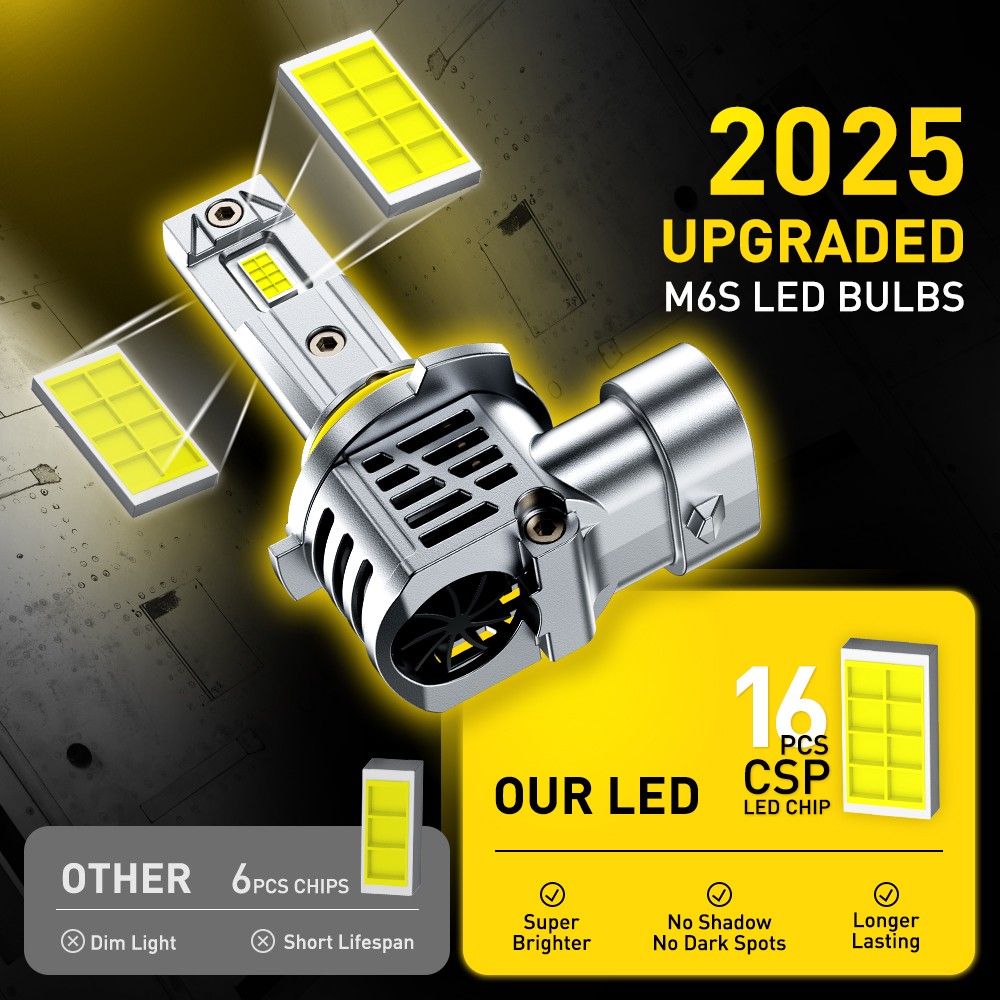 AUXITO Combo 2 9005 HB3 LED Headlight Bulbs High Low Beam Super White 600000LM