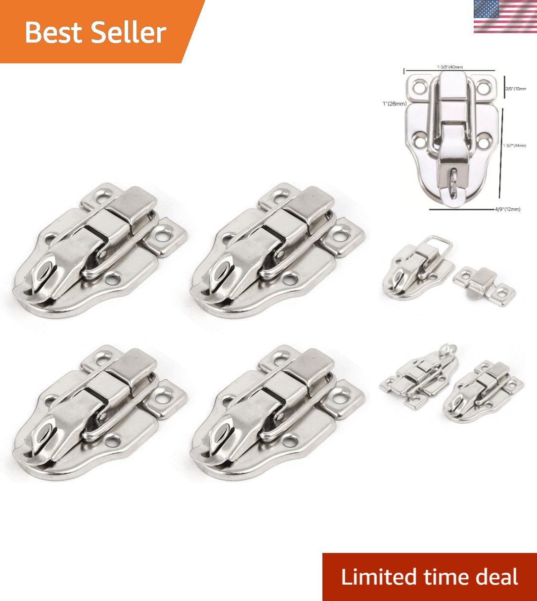 Durable Chrome-Plated Hasp Latch Pack for Secure Toolbox Closure – 3.15″ x 1.77″