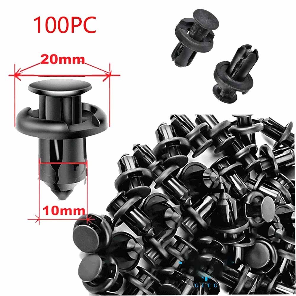 100X 10mm Bumper Clips Auto Car Hole Plastic Rivets Fastener Fender Push Pin NEW