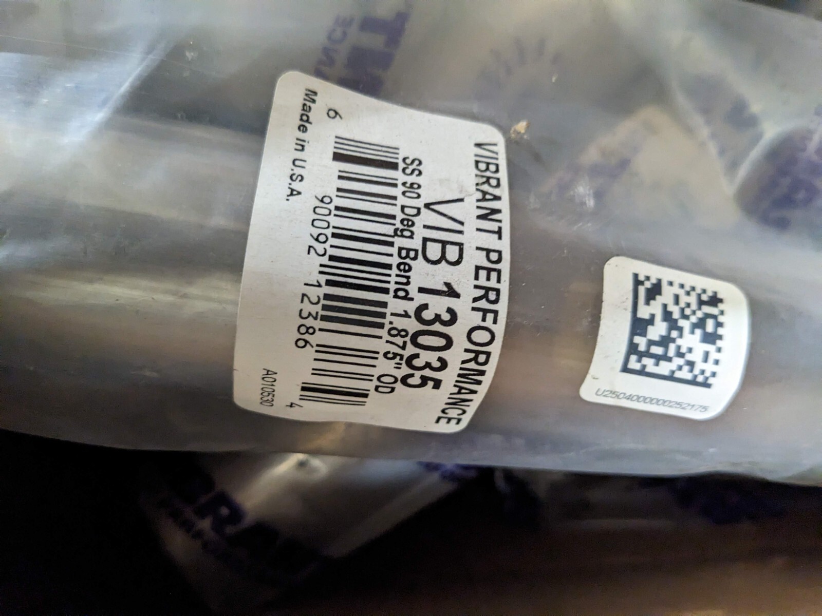 Vibrant Performance 13035 304 Stainless Tubing 16ga, 1.875, mandrel bend.
