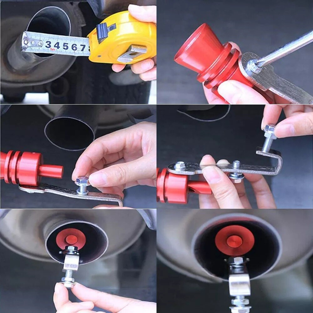 Red Car Motorbike Universal Turbo Sound Whistle, 2x Exhaust Pipe Noise Amplifier