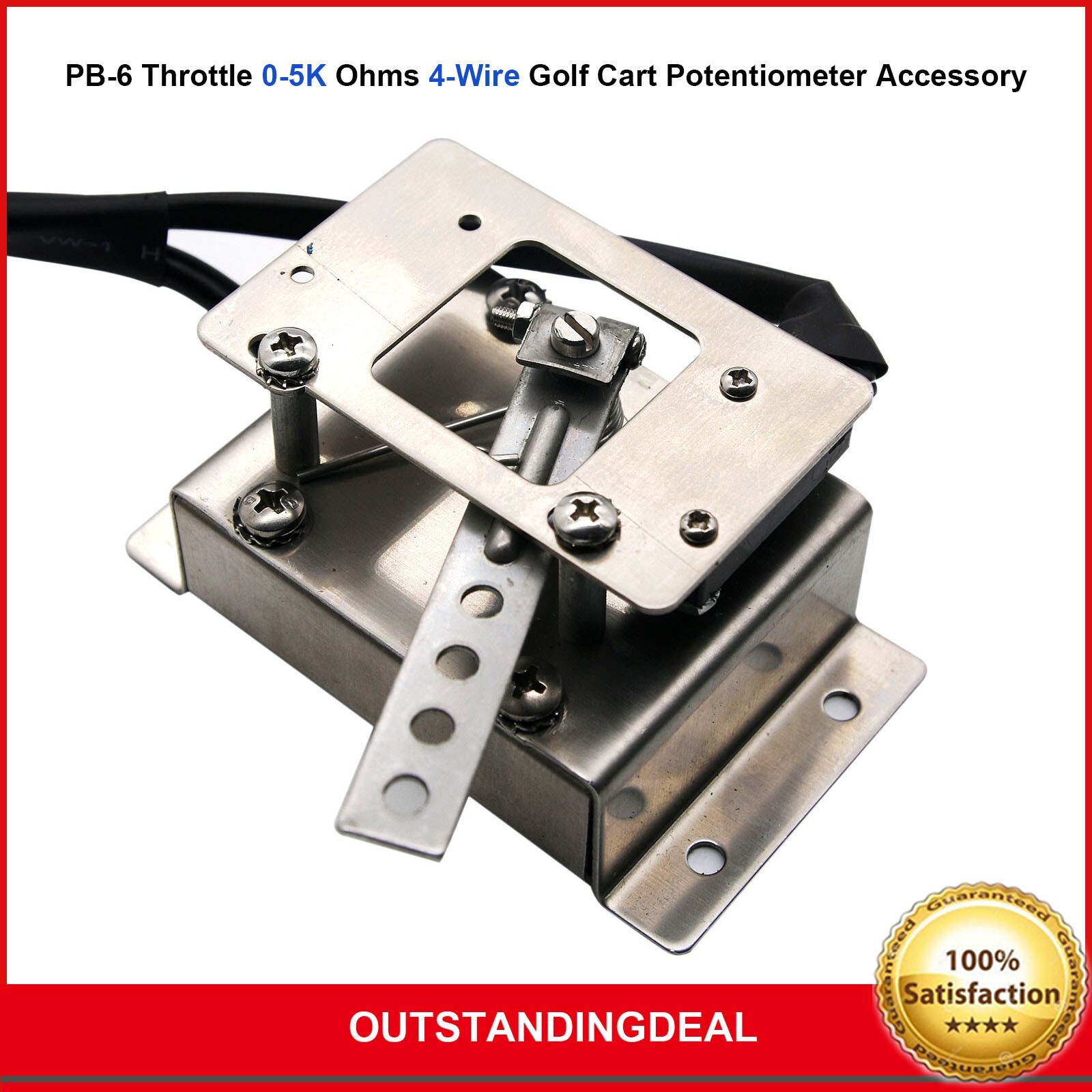 PB-6 Throttle 0-5K Ohms 4-Wire Golf Cart Potentiometer Accessory for Curtis