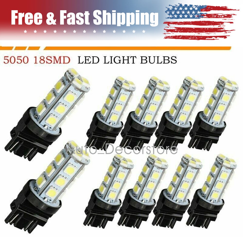 10PCS 3157 3156 18-SMD Reverse Brake Stop Turn Signal Tail LED Light Bulbs White