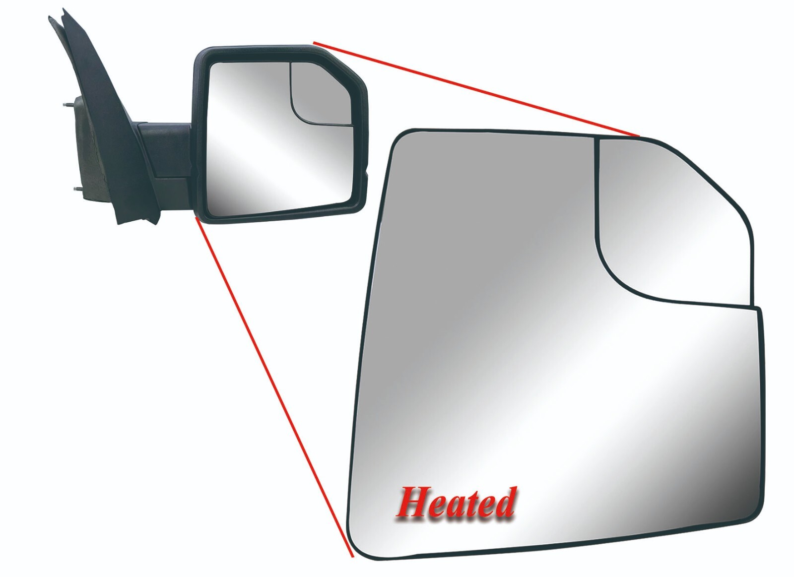 Passenger Right Side Door Mirror Glass Heated with Plate for 15-20 Ford F-150