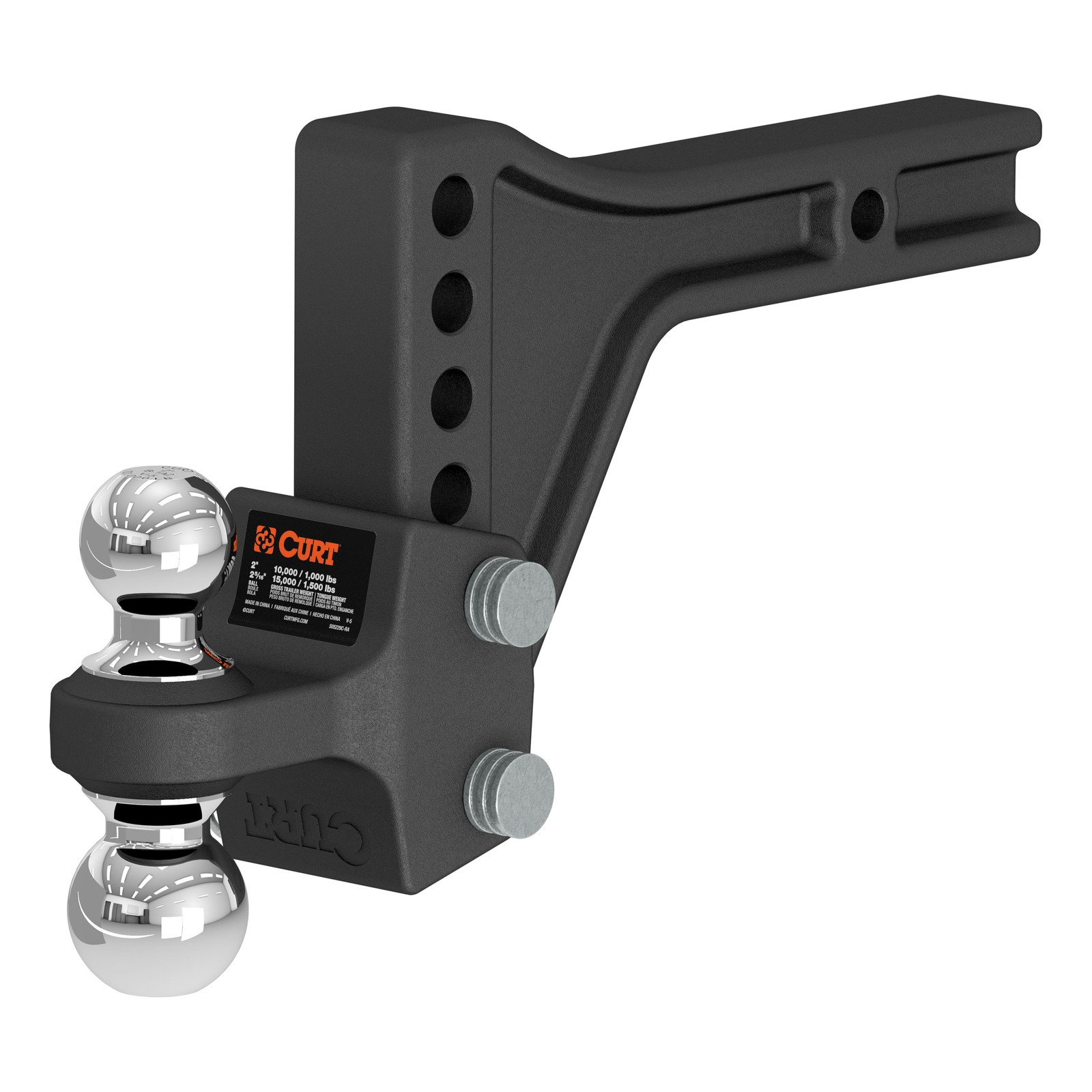 CURT 45935 Adjustable Trailer Hitch Ball Mount w/ Dual Ball, 2″ Shank – 15K lbs