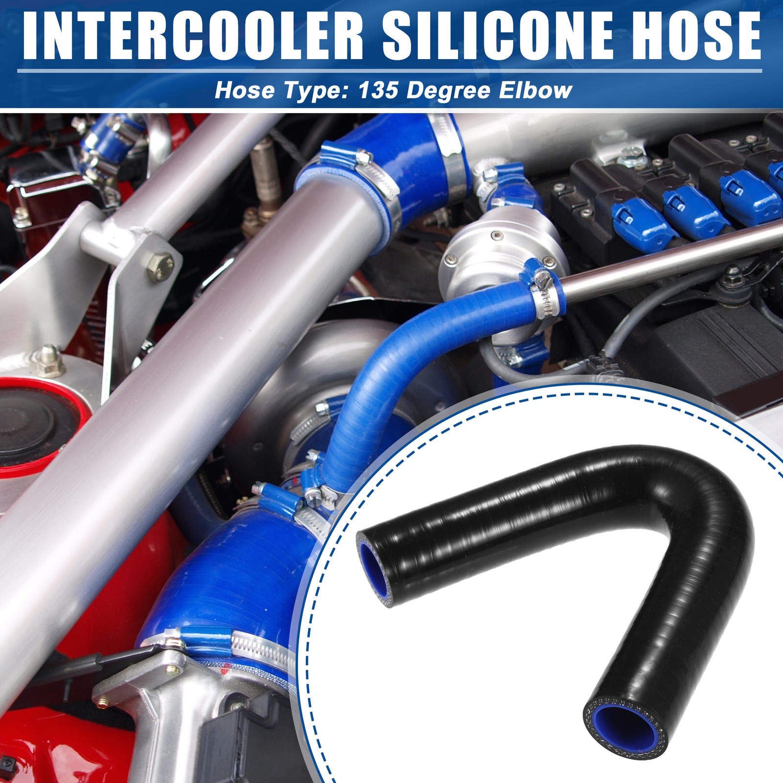 19mm 0.75″ 135 Degree Auto Elbow Coupler Silicone Hose Intercooler Tube Black