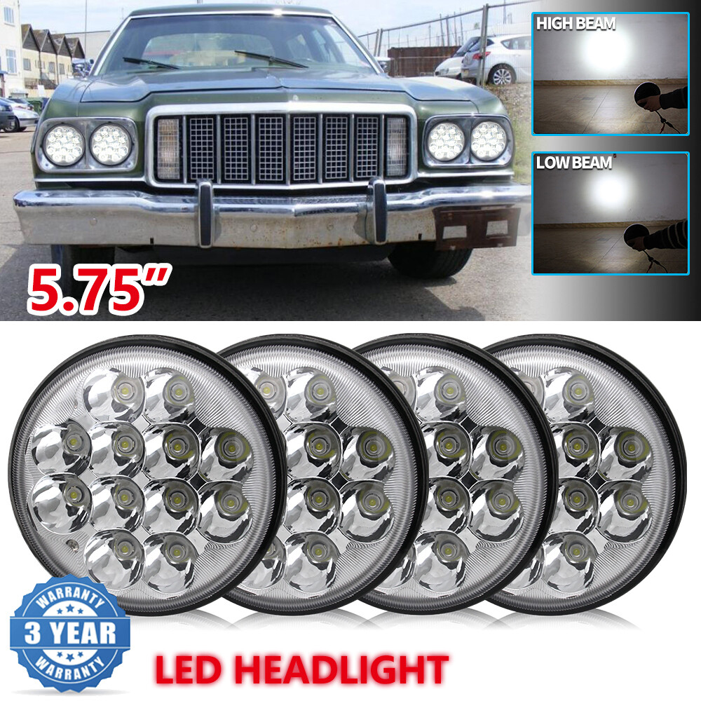 4PCS 5.75″5 3/4Inch Round LED Headlights Hi-Lo Sealed Beam For Ford Mustang 1969