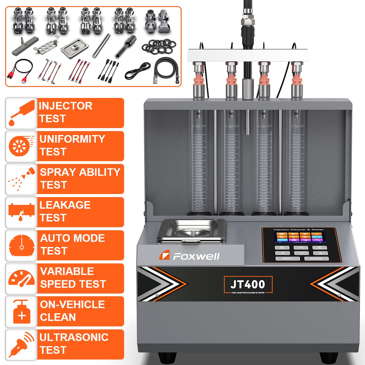 FOXWELL JT400 Ultrasonic Fuel Injector Cleaner Tester Nozzle Cleaning Machine