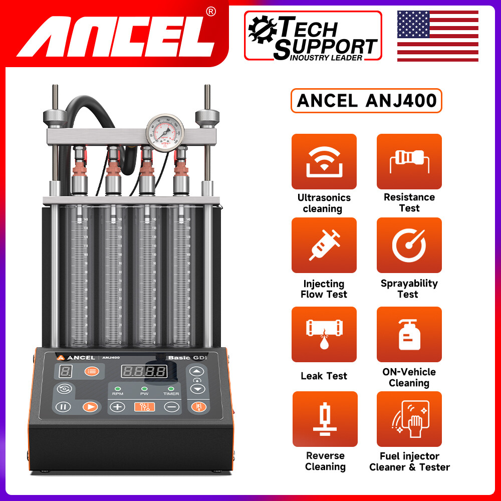 ANCEL ANJ400 GDI 4 Cylinder Ultrasonic Wave Nozzle Car Injector Cleaner Tester