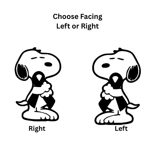 Snoopy Dog Holding Cancer Ribbon Choose Size and Color