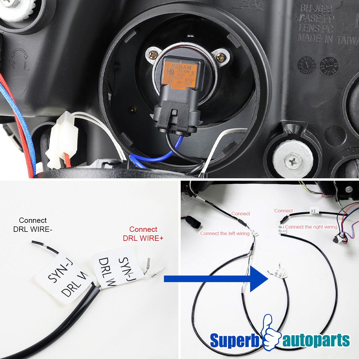 For 2016-2018 Chevy Camaro LED DRL Black Projector Headlights+Sequential Pair