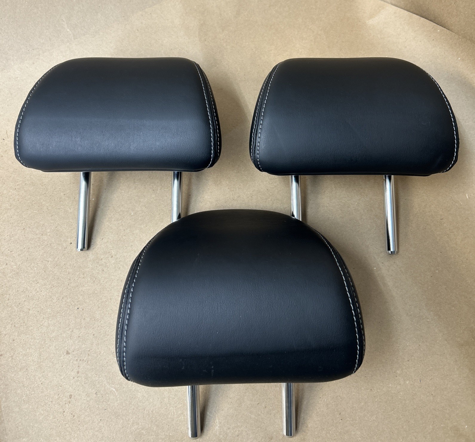 2014-2020 OEM Infiniti Q50 Back Rear Black White Stitching Headrest SET of 3