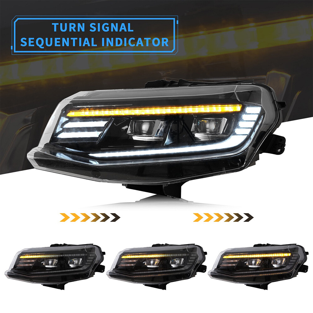 VLAND LED Headlights + Smoked Tail Lights For Chevrolet Chevy Camaro 2016-2018