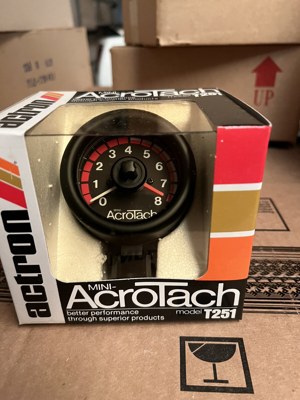 Actron Mini Acrotach Tachometer Model T251 NOS NEW 70mm 2.75″ Tach Vintage